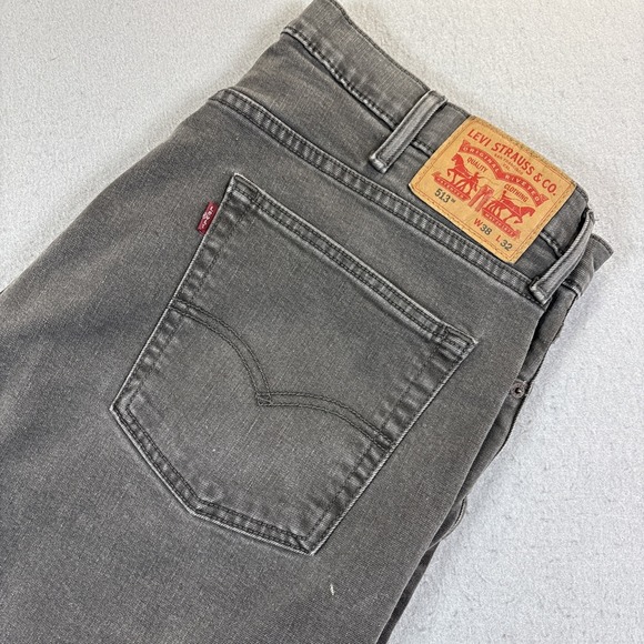Levi's Other - Levi's Jeans 38x32 Men Slim Straight Fit 513 Zip Fly Jean Charcoal Fade